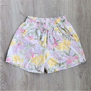 Lounge Shorts Smocked Elastic Waist with Pockets